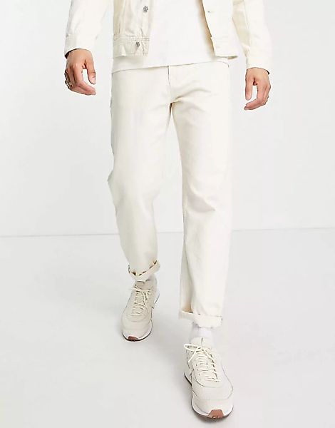 Tom Tailor – Jeans mit lockerem Schnitt in Ecru-Neutral günstig online kaufen