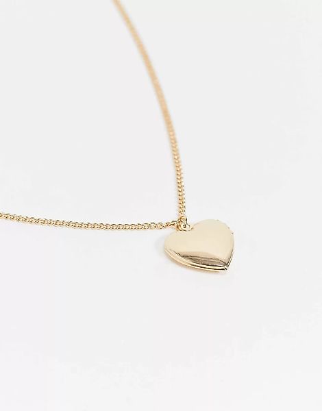 Pieces – Goldfarbene Halskette mit Herzmedaillon-Anhänger günstig online kaufen