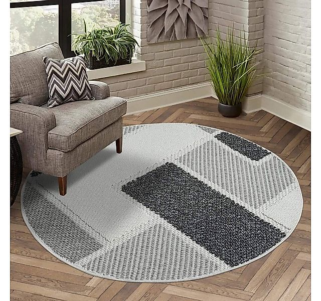 Carpet City Teppich LINDO 8877, rund, Höhe: 11 mm, Kurzflor, Hochtief-Muste günstig online kaufen