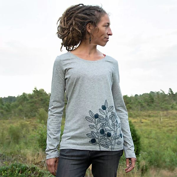 Blaubeer Langarmshirt Für Damen In Heather Grey günstig online kaufen