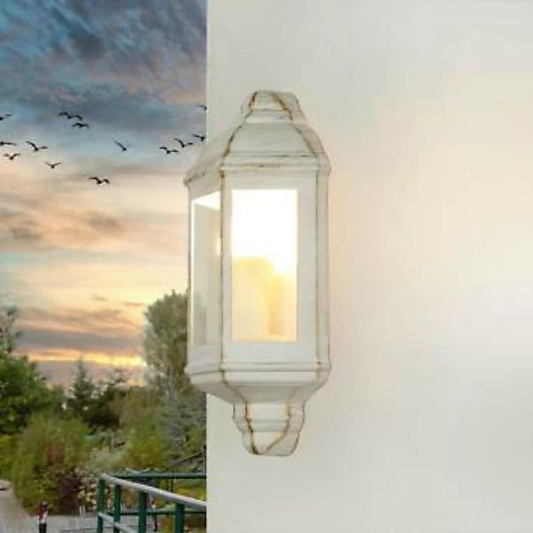 Wandlampe außen Weiß-Gold Maritim Haus Garten günstig online kaufen