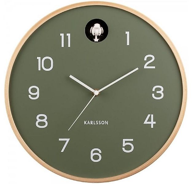 Karlsson Uhr Wanduhr Natural Cuckoo Birch Wood Jungle Green günstig online kaufen