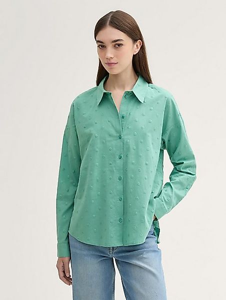 TOM TAILOR Denim Langarmbluse Hemdbluse mit gepunkteter Struktur günstig online kaufen