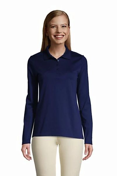 Supima-Poloshirt mit langen Ärmeln, Damen, Größe: XS Normal, Blau, Baumwoll günstig online kaufen