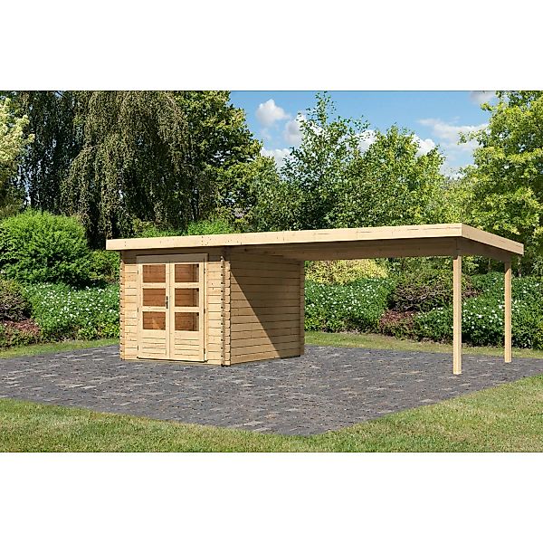 Karibu Holz-Gartenhaus Ängelholm Natur Pultdach Unbehandelt 220 cm x 280 cm günstig online kaufen