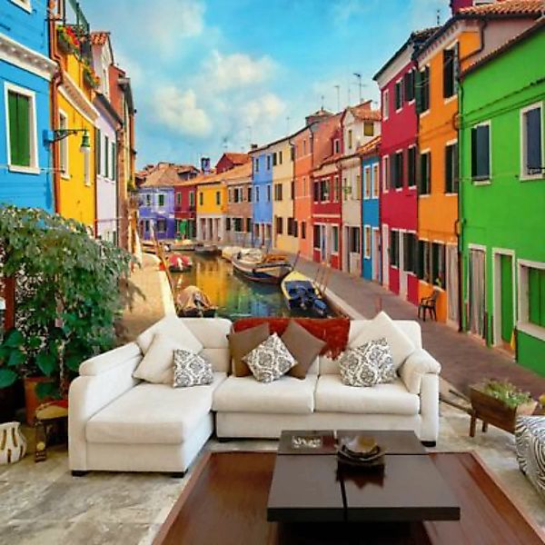 artgeist Fototapete Colorful Canal in Burano mehrfarbig Gr. 300 x 210 günstig online kaufen