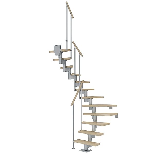 Dolle Mittelholmtreppe Dublin Ahorn Perlgrau GH bis 315 cm 1/2 Gewendelt 75 günstig online kaufen