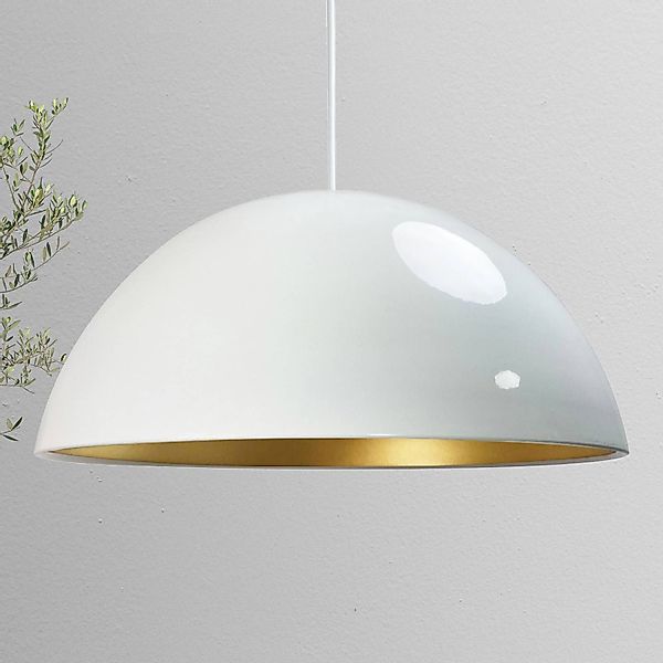 Hängeleuchte Lipeo, weiß/gold, Ø 40 cm, Metall, E27 günstig online kaufen