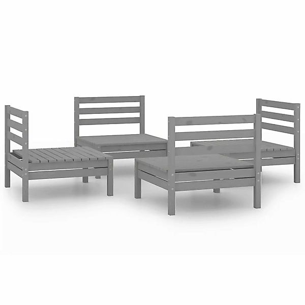 4-tlg. Garten-lounge-set Grau Kiefer Massivholz günstig online kaufen