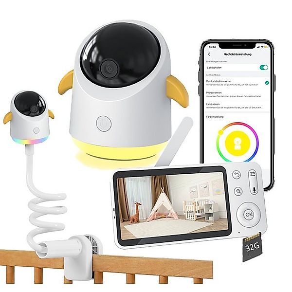 Boifun Babyphone 5 Zoll Babyphone mit Kamera App mit Halterung mit 32G Kart günstig online kaufen