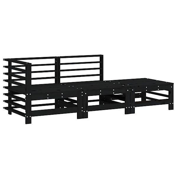 vidaXL Sofaelement 3-tlg. Garten-Lounge-Set Schwarz Massivholz günstig online kaufen
