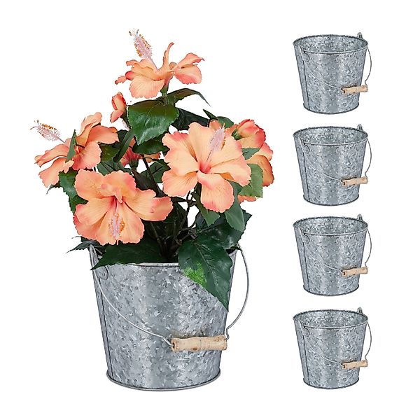 relaxdays Blumentopf Zinktopf 5er Set günstig online kaufen
