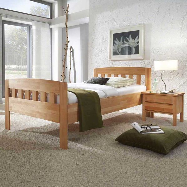Komfortbett aus Kernbuche Massivholz mit Nachttisch (zweiteilig) günstig online kaufen