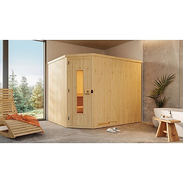 Weka Element-Ecksauna Varberg 4 Sparset 7,5 kW OS Holztür günstig online kaufen