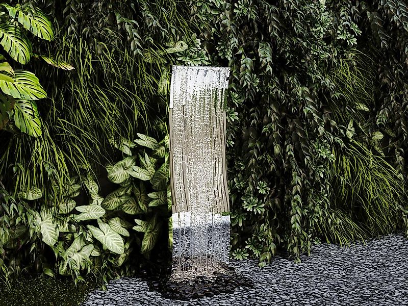 Außenbrunnen Welle aus Edelstahl - H 130 cm - Silberfarben - HOKI günstig online kaufen