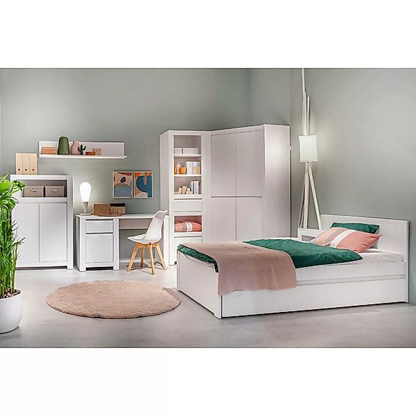 Jugendzimmer Komplett Set Bett 120x200 cm inkl. Bettschublade weiß NAVA-129 günstig online kaufen