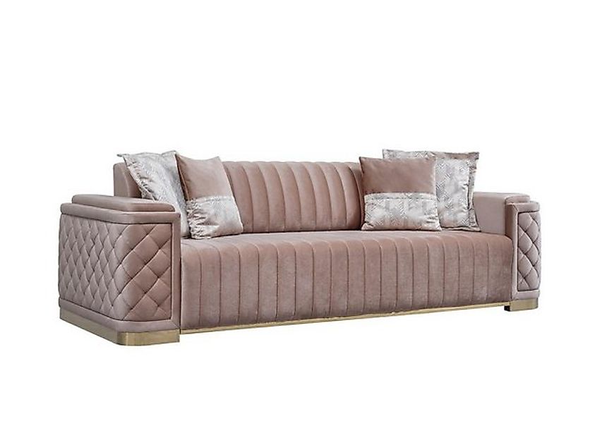 JVmoebel Sofa Sofa 3 Sitzer Couch Polster Sitz Garnitur Leder Textil Rosa N günstig online kaufen