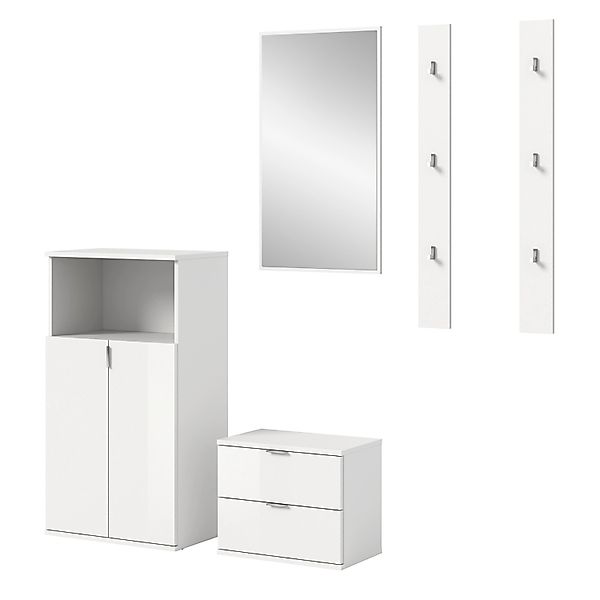 Inn.Furn Garderoben-Set 5-teilig in Weiß Hochglanz 184 cm SystemX günstig online kaufen