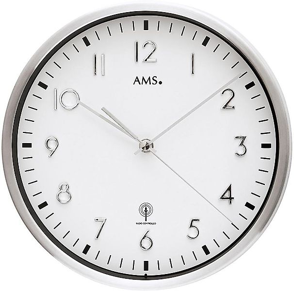 AMS Funkwanduhr F5912 (Quarz,Metall,Glas,Wohnzimmer,Esszimmer,Küche,Arbeits günstig online kaufen