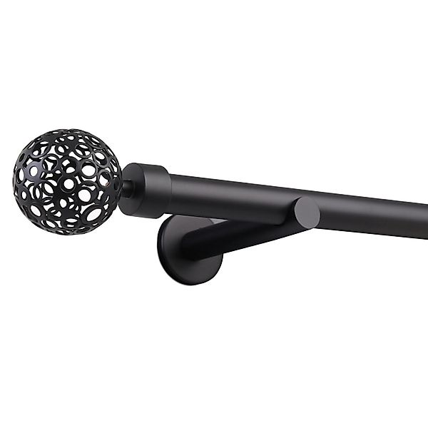 Deco-Raum Gardinenstange nach Maß 1-Lauf Kugel Ø 25 Schwarz 400cm günstig online kaufen