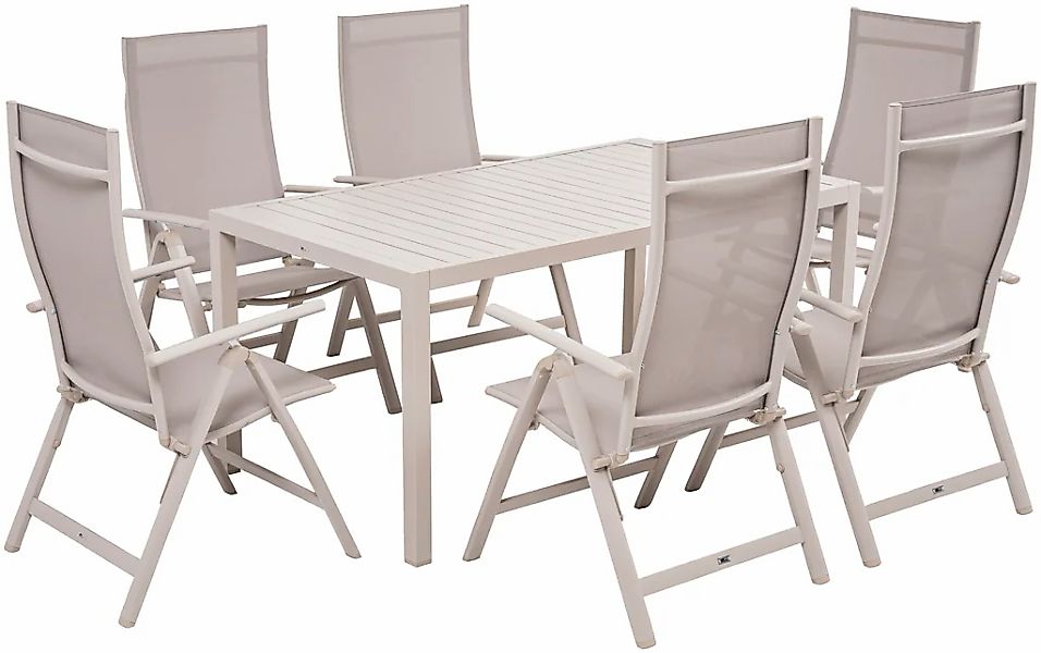 KONIFERA Garten-Essgruppe "Messina" 6x Sessel, 1x Tisch 160x90x74 cm, Alumi günstig online kaufen