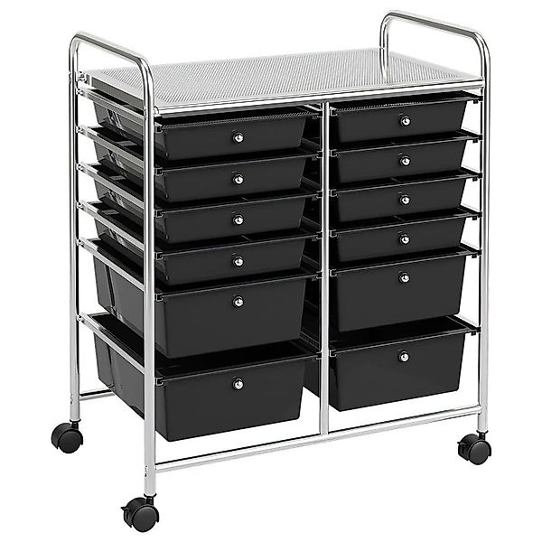 Costway Rollwagen mit 12 Stapelbaren Schubladen Rollwagen Schwarz günstig online kaufen