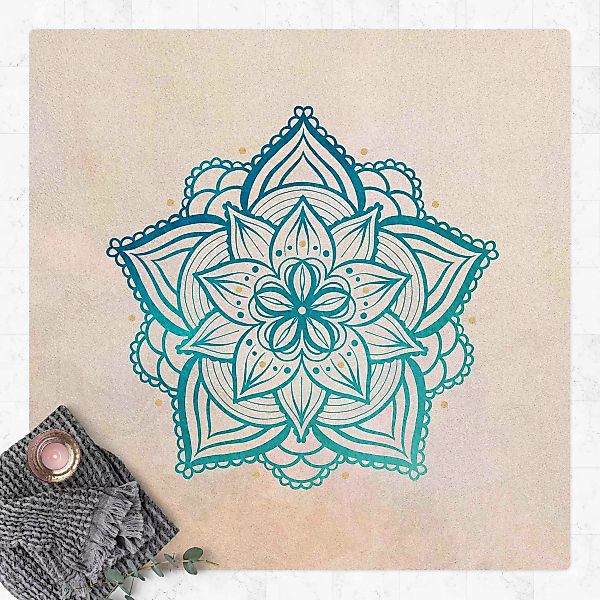 Kork-Teppich Mandala Illustration Mandala gold blau günstig online kaufen