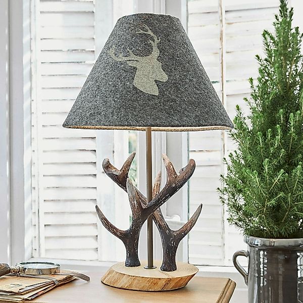 Mirabeau Tischleuchte Tischlampe Lodge grau/braun günstig online kaufen