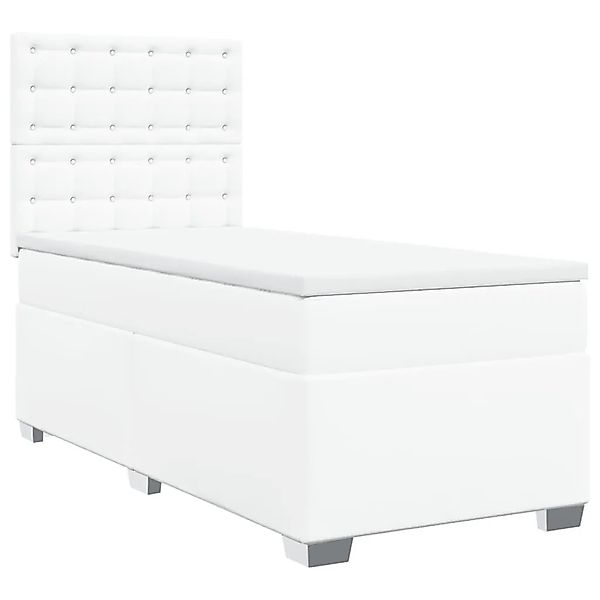 vidaXL Boxspringbett mit Matratze Weiß 90x190 cm Kunstleder 3293001 günstig online kaufen