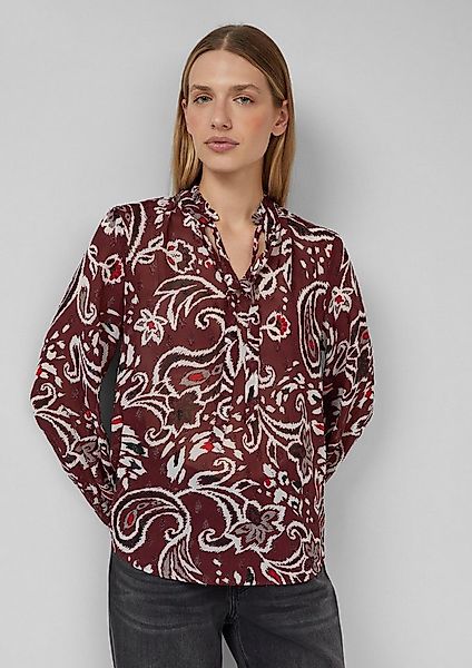 s.Oliver Langarmbluse Bluse Semitransparente Chiffon-Bluse mit All-over-Pri günstig online kaufen