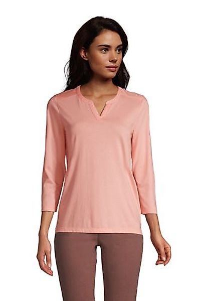 Supima-Shirt mit Tunika-Ausschnitt, Damen, Größe: S Normal, Orange, Baumwol günstig online kaufen