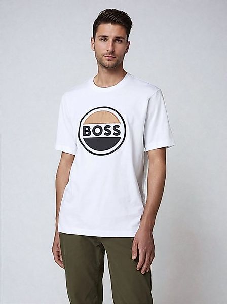BOSS T-Shirt BOSS T-Shirt Tessin mit Label-Stitching Weiß Logo Stick günstig online kaufen
