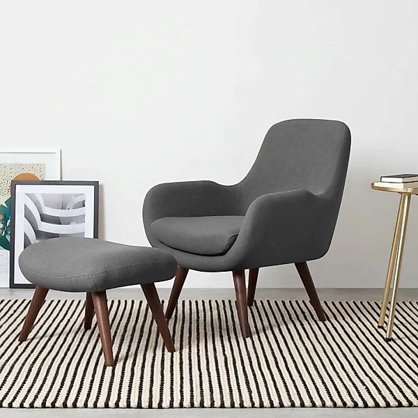 Moby Sessel mit Hocker, Marlgrau - MADE.com günstig online kaufen