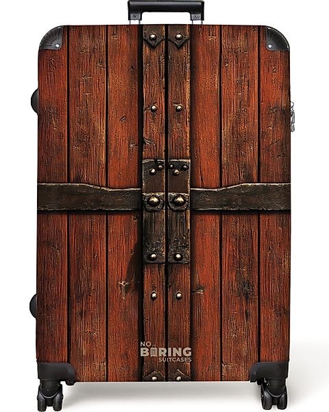 NoBoringSuitcases.com© Hartschalen-Trolley Rote Holztüren mit schmiedeeiser günstig online kaufen