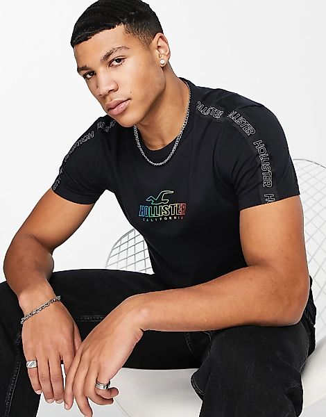 Hollister – T-Shirt in Schwarz mit Farbverlauf günstig online kaufen