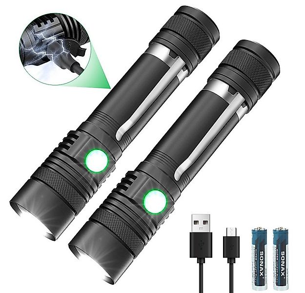 HUGERSTONE LED Taschenlampe Aufladbar Taschenlampe 800lm superhell (2-St., günstig online kaufen