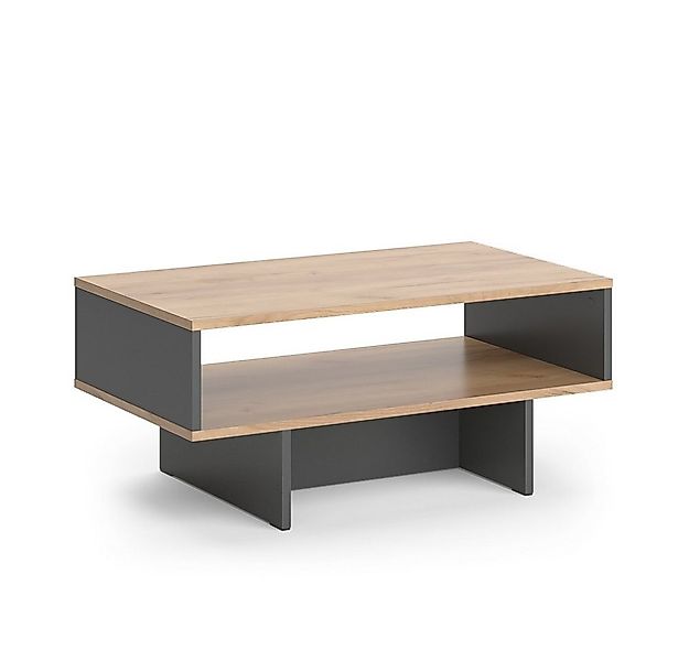 Vicco Couchtisch Josef, Anthrazit/Goldkraft Eiche, 80 x 46,2 cm mit 1 Regal günstig online kaufen