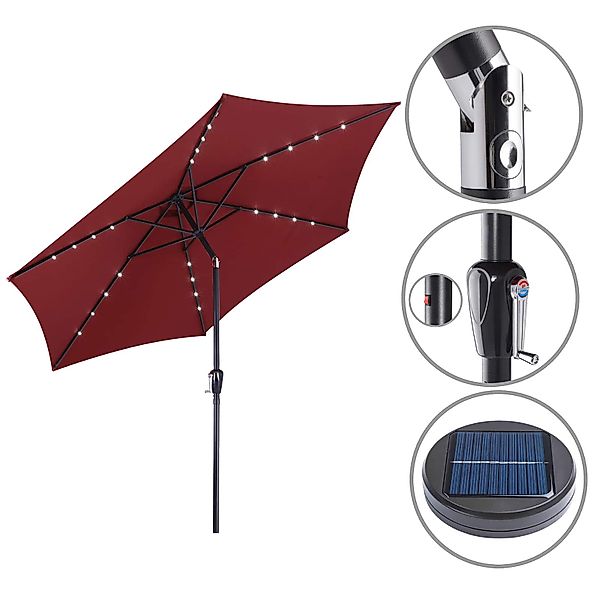 Kingsleeve Sonnenschirm, LED Beleuchtung Solarbetrieben Neigbar günstig online kaufen