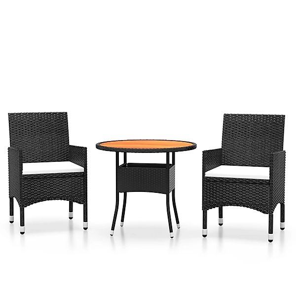 vidaXL 3-tlg Garten-Essgruppe Poly Rattan Schwarz Modell 13 günstig online kaufen