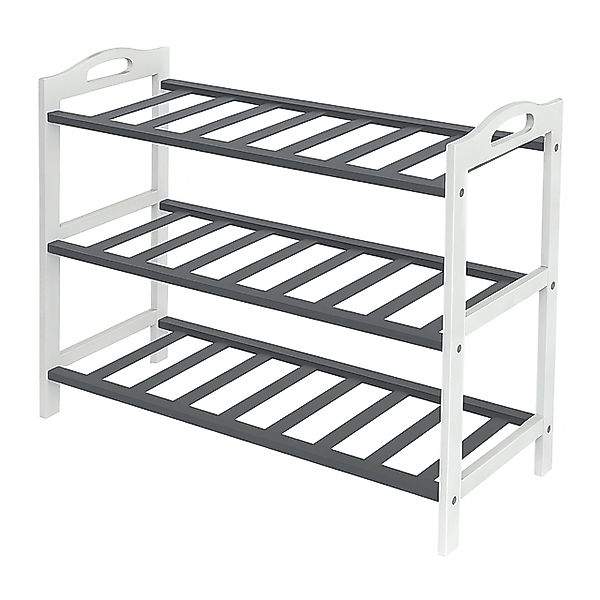 relaxdays Schuhregal aus Bambus, Weiss-grau günstig online kaufen