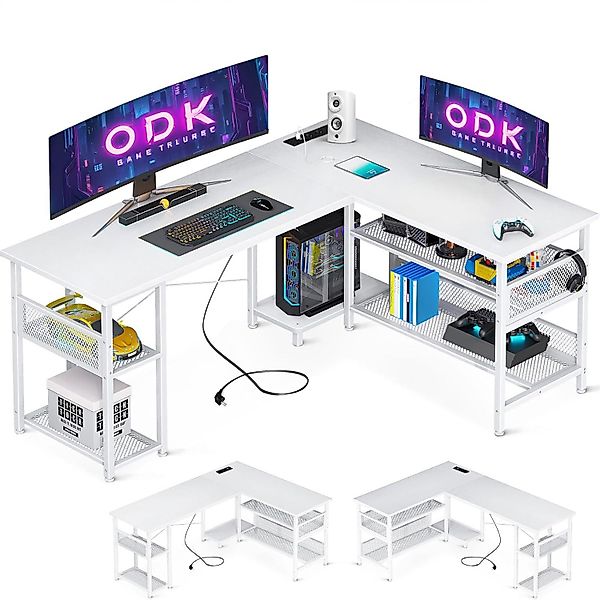 ODK Schreibtisch L-Form, mit Steckdosen, USB günstig online kaufen
