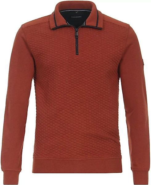Casa Moda Halfzip Pullover Struktur Rot - Größe XL günstig online kaufen