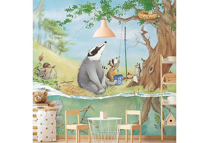 Bilderdepot24 Kindertapete Kinderzimmer Wassili Waschbär Elsa Wald Baum Eul günstig online kaufen