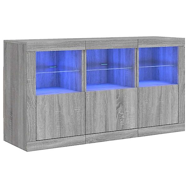 vidaXL Sideboard mit LED-Leuchten Grau Sonoma 123x37x67 cm 3209063 günstig online kaufen