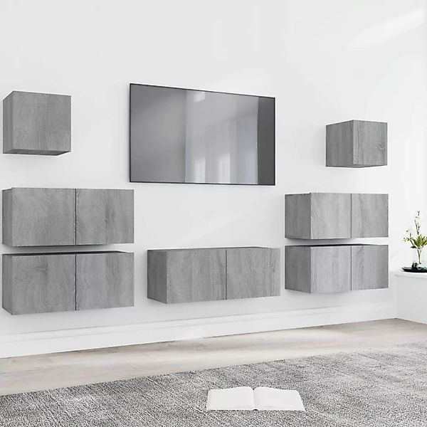 Vidaxl 7-tlg. Tv-schrank-set Grau Sonoma Holzwerkstoff günstig online kaufen