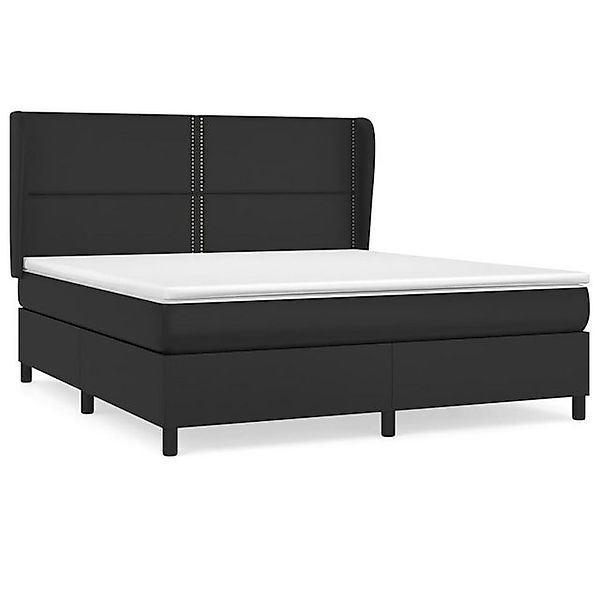 vidaXL Boxspringbett, Boxbett mit Matratze Schwarz 160x200 cm Kunstleder günstig online kaufen