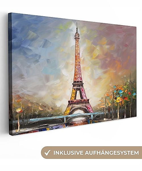 OneMillionCanvasses® Leinwandbild Eiffelturm - Ölfarbenoptik - günstig online kaufen