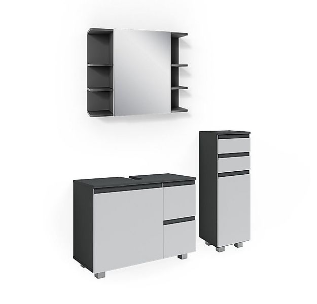 Vicco Badmöbel-Set J-Shape, Weiß/Anthrazit, 3 Teile, mit Midischrank, (3-St günstig online kaufen