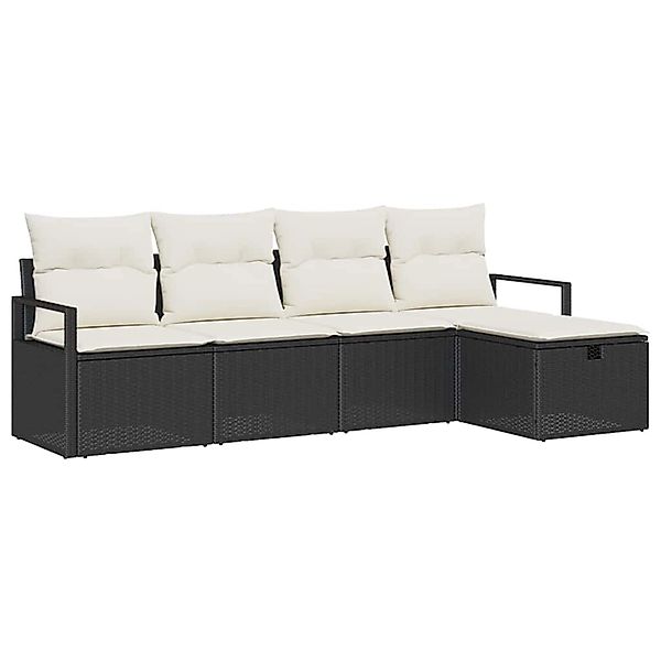 vidaXL 5-Teiliges Garten-Sofa-Set mit Kissen Schwarz aus Poly Rattan 336048 günstig online kaufen
