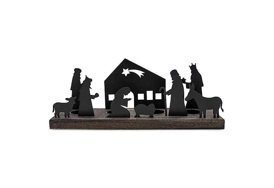 Spetebo Teelichthalter mit Tablett Krippen Figuren schwarz - 32 x 9 cm (Pac günstig online kaufen